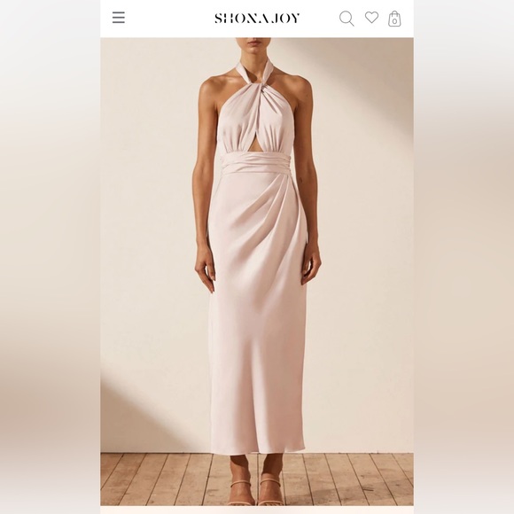 LUXE GATHERED HALTER MIDI DRESS - PORCELAIN 
US 4 NWT - Picture 1 of 6